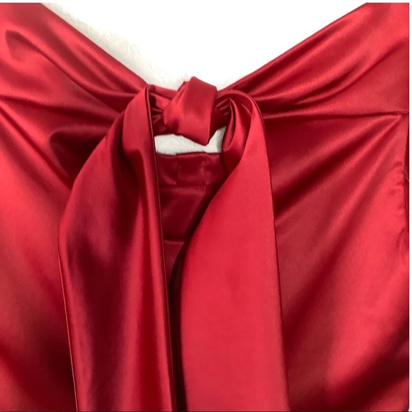 THE LIMITED Red Satin Tie Back Body Con Dress - Picture 9 of 11